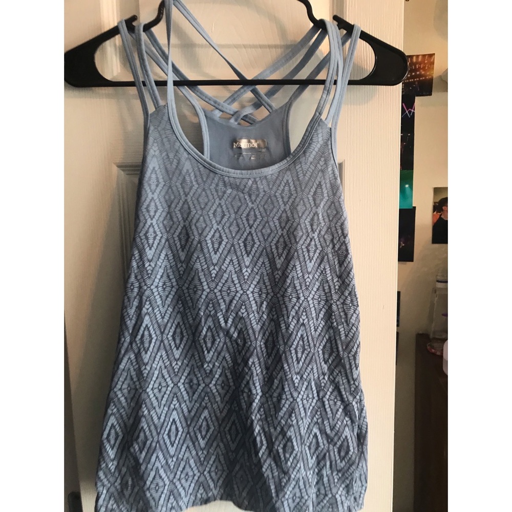 Marmot Blue CrissCross Back Tank